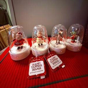 Hallmark 2008 Happy Tappers Holiday Figurines - Red and White